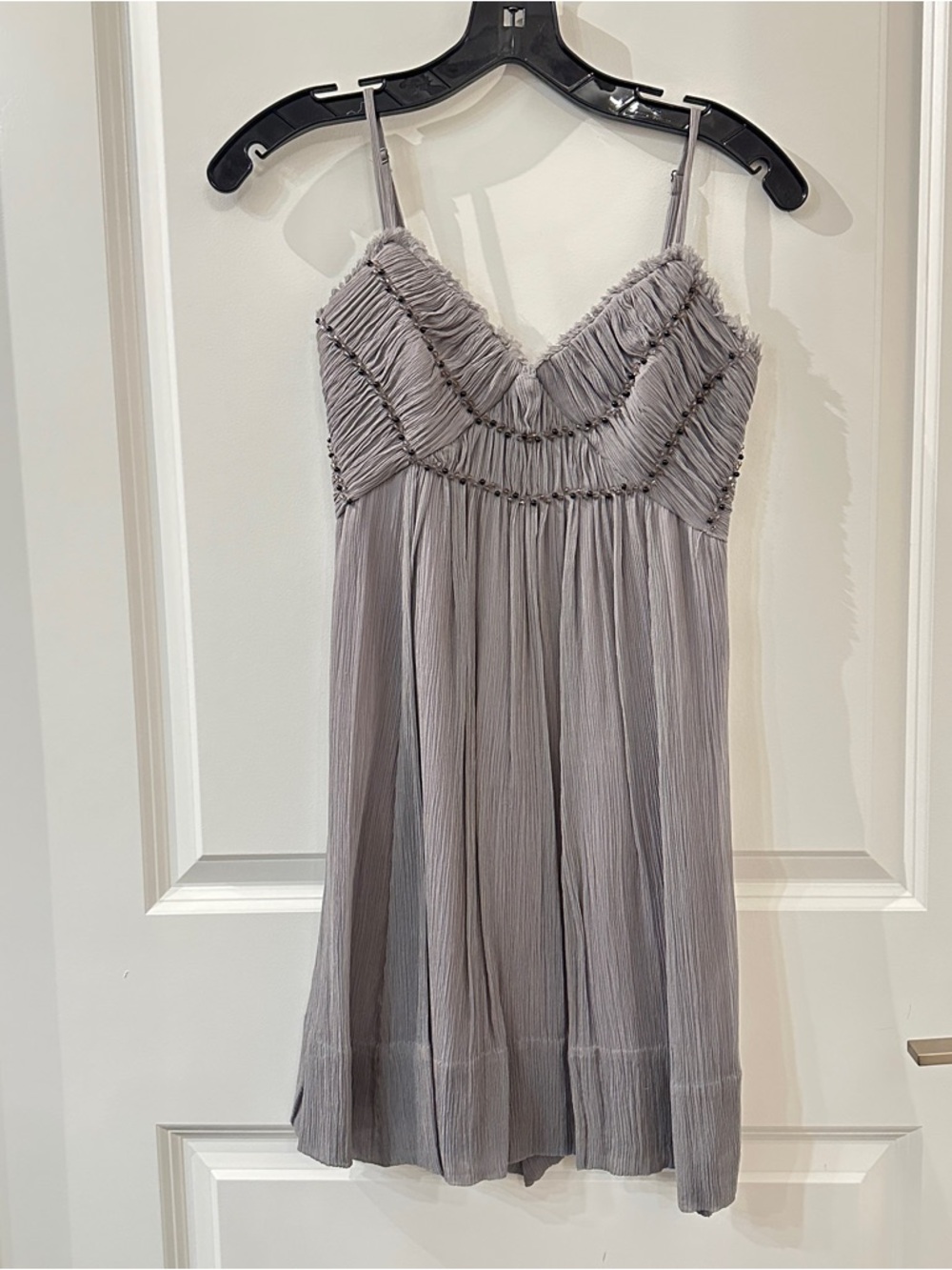 BCBGMaxAzria Lilac Pleated Spaghetti Strap Dress